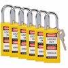 Safety Padlocks - Long Body, Yellow, KD - Keyed Differently, Steel, 38.10 mm, 6 Piece / Pack
